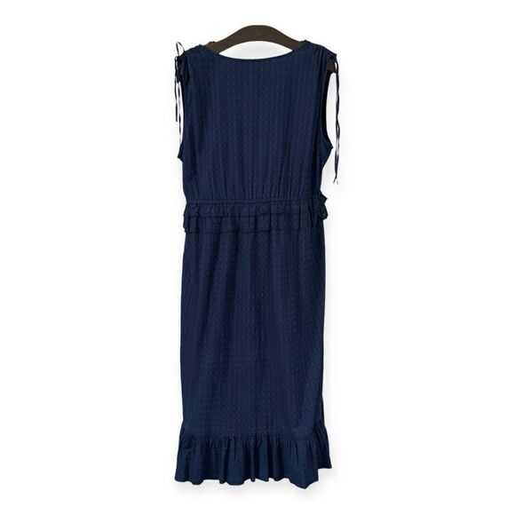 CASLON Faux Wrap Ruffle Dobby Dress In Navy Peacoat Size 3X NEW - Picture 3 of 15